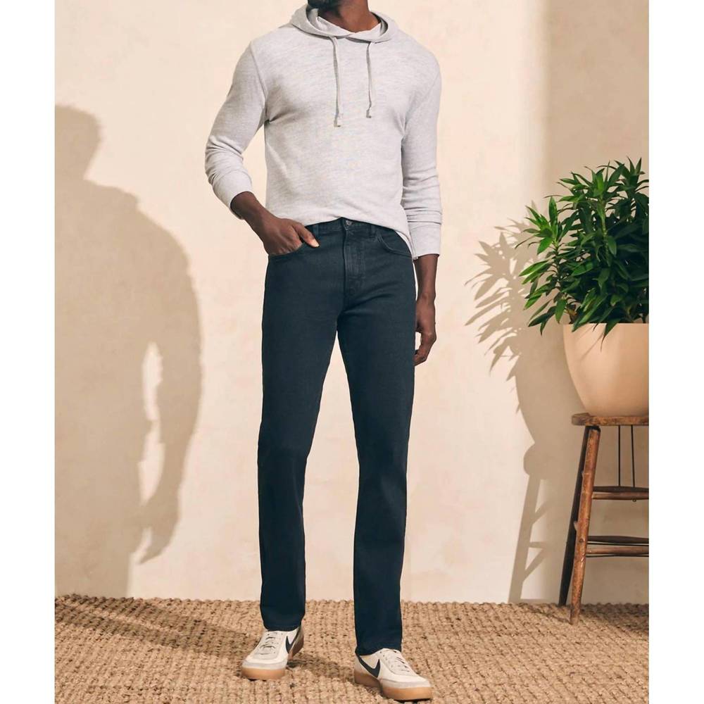 NEW FAHERTY men's feel good slim/straight denim pants in black smoke